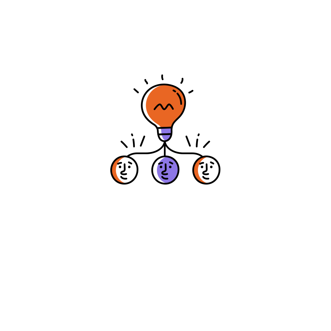 Psychology Driven Persuasive Design with an orange and purple light bulb indicating brainstorming